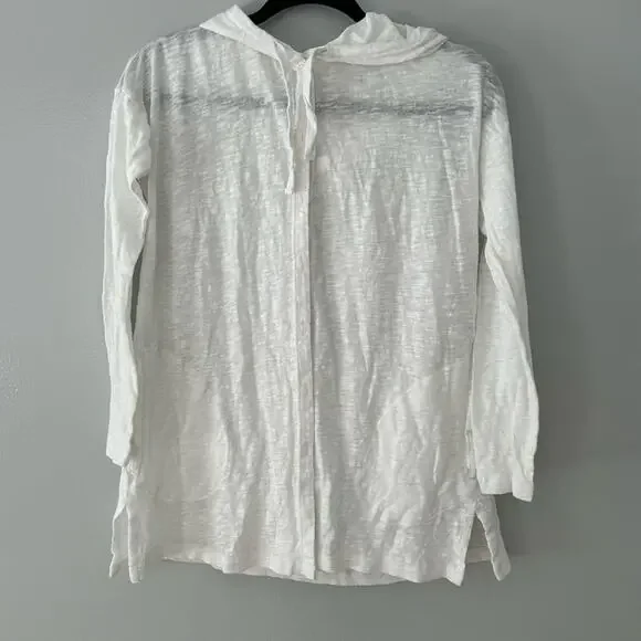 J.Jill Women’s Cardigan Linen Blend Hooded Summer Beach Vacation Travel Resort - Picture 2 of 9